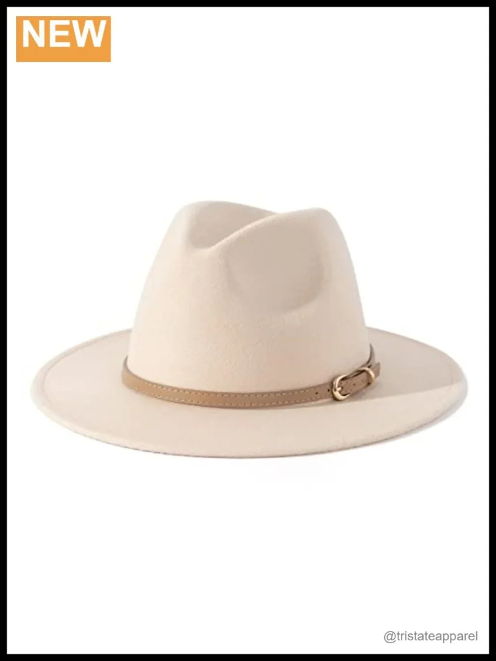 Women Classic Felt Fedora Wide Brim Hat with Belt Buckle